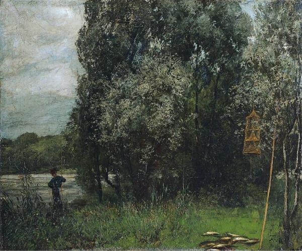 Fisherman On The Rhyne by Hans Thoma