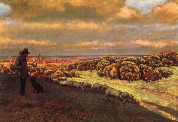 Flock Of Sheep In Oberursel by Hans Thoma Oil Painting Reproductions