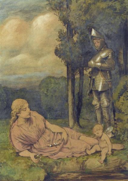 Knight And Flora by Hans Thoma