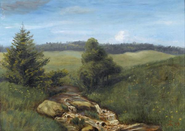 Landscape With Grass And Rocks by Hans Thoma