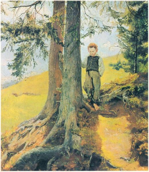 Peasant Boy At The Forest Edge by Hans Thoma