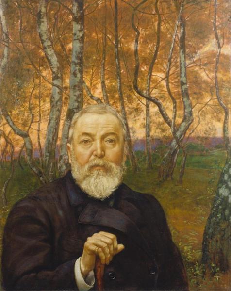 Self-portrait In Front Of A Birch Forest by Hans Thoma