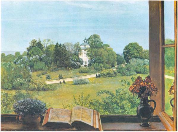 Window Overlooking The Holzhausenpark In Frankfurt by Hans Thoma