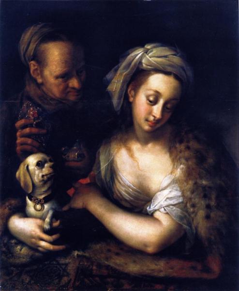 A Courtesan With Her Procuress by Hans Von Aachen