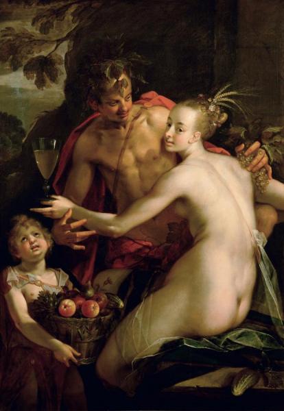 Bacchus, Ceres And Cupid by Hans Von Aachen