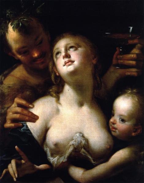 Bacchus, Venus And Cupid by Hans Von Aachen