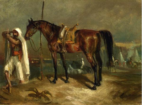 An Arab Beside His Horse by Hans Von Marées