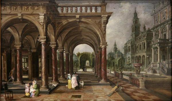 Buildings And Gardens by Hans Vredeman De Vries Oil Painting Reproductions