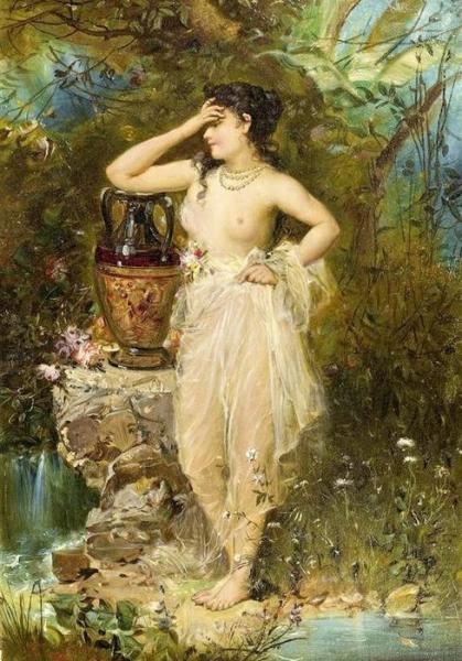A Beautiful Woman Bathing by Hans Zatzka