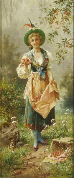Girl In Native Dress by Hans Zatzka