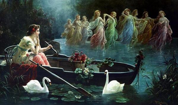 Maiden And Mermaids by Hans Zatzka