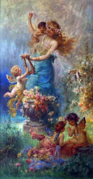 Nymph And Elfs by Hans Zatzka