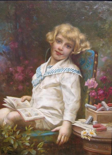 Potrait Of Haunz Javorasky Als Knabe Dressed As A Sailor by Hans Zatzka