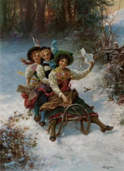 Sledding by Hans Zatzka
