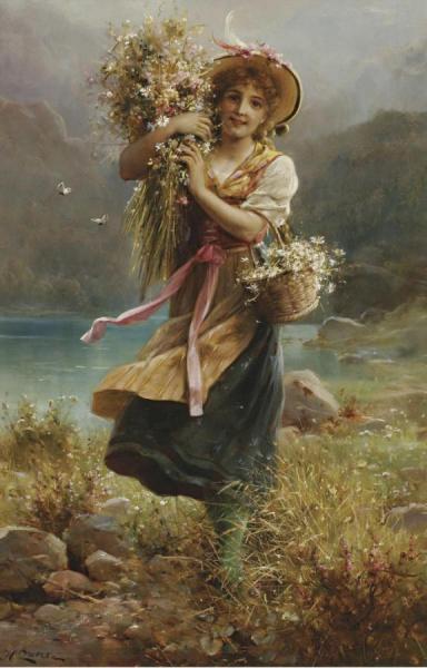 The Flower Girl by Hans Zatzka