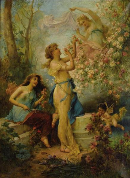 Venus With Putti And Attendants by Hans Zatzka