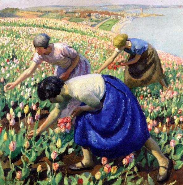 Tulip Pickers by Harold Harvey