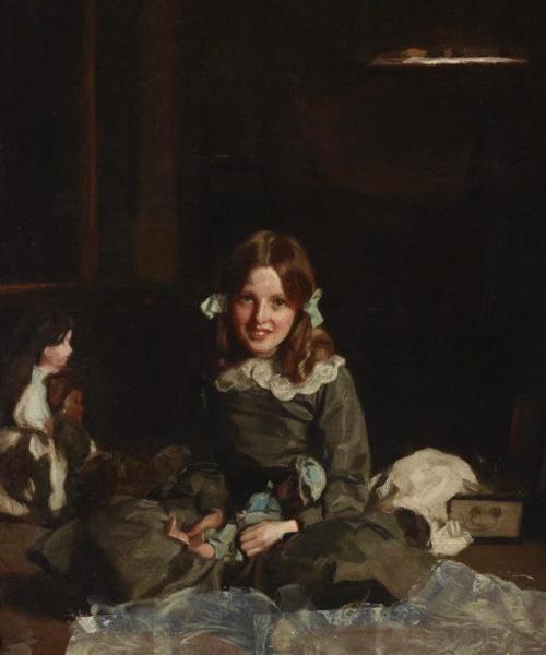Mona And Her Dolls by Harrington Mann Oil Painting Reproductions