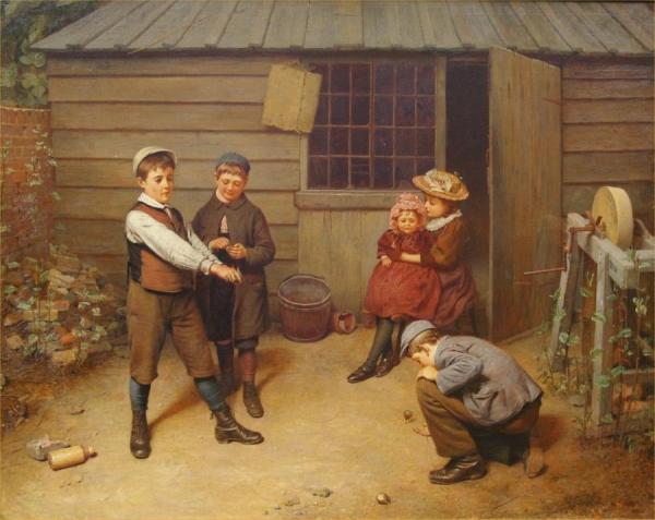 A Game Of Spinning Tops by Harry Brooker Oil Painting Reproductions