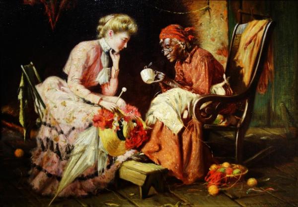 Reading Tea Leaves by Harry Herman Roseland Oil Painting Reproductions