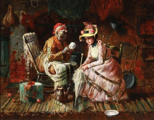 Reading The Tea Leaves 2 by Harry Herman Roseland Oil Painting Reproductions