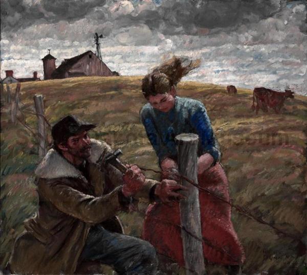 Fixing Fence by Harvey Dunn