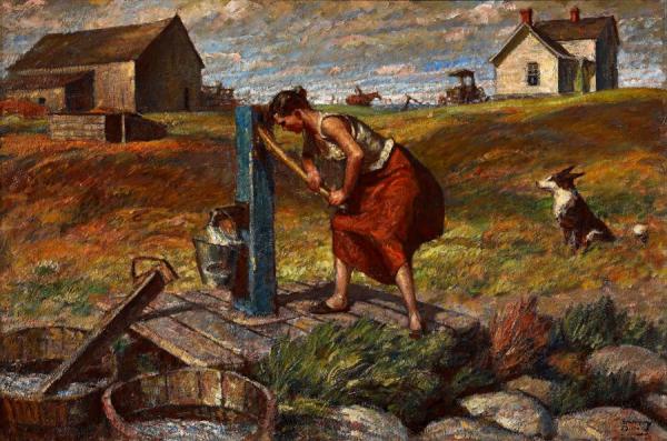 Harvey Dunn Woman At The Pump