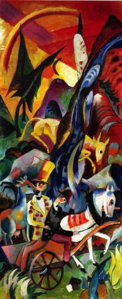 Barvarian Landscape With Wagon by Heinrich Campendonk