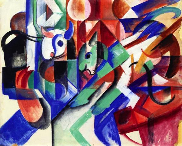 Composition With Two Cows by Heinrich Campendonk Oil Painting Reproductions