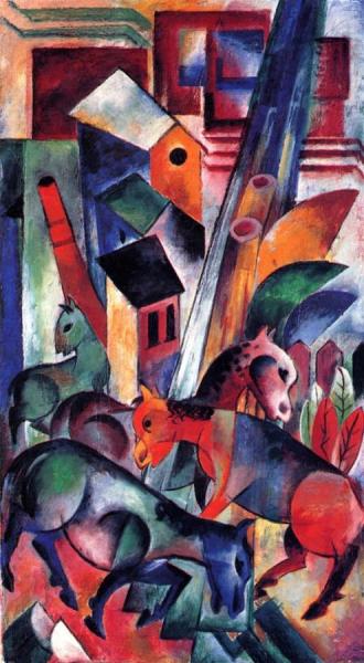 Large Picture With Horses by Heinrich Campendonk