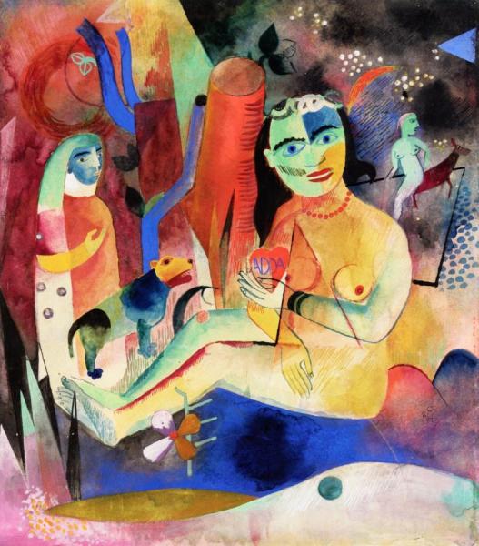 Seated Nude - Dedicated To Adda by Heinrich Campendonk