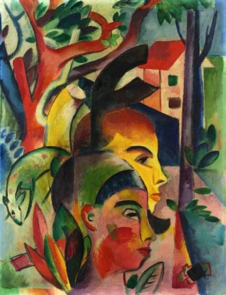 Two Heads by Heinrich Campendonk Oil Painting Reproductions