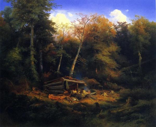 Indian Camp In The Forest by Heinrich Edouard Mueller