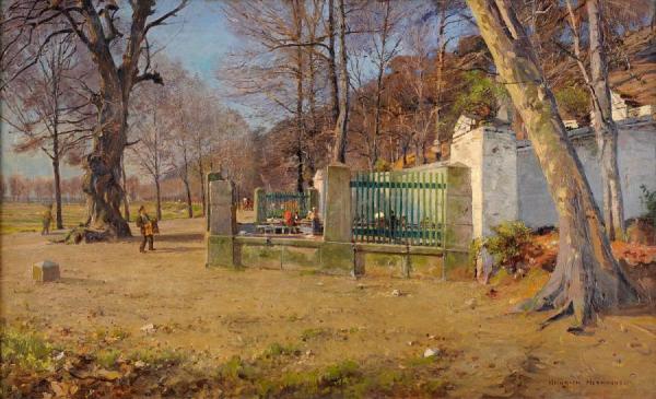 Outdoor Cafe On Staufenplatz by Heinrich Hermanns