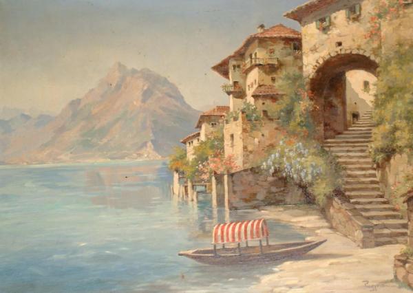 Villa On The Banks Of A Mountain Lake by Heinz Pinggera