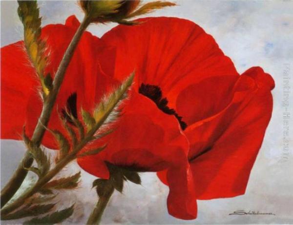 Red Poppy by Heinz Schölnhammer Oil Painting Reproductions