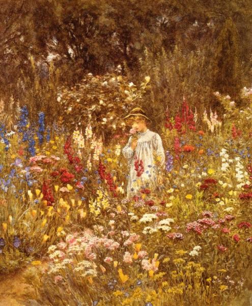 A Cottage Garden by Helen Allingham Oil Painting Reproductions