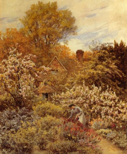 A Spring Garden by Helen Allingham Oil Painting Reproductions