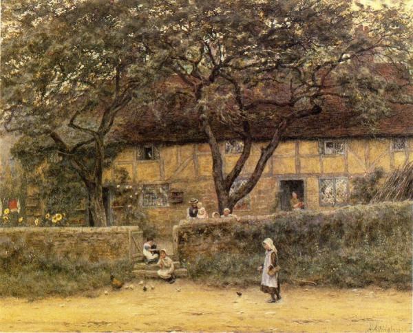 Children Outside A Cottage by Helen Allingham