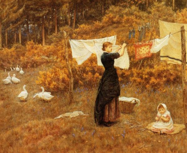 The Clothes Line by Helen Allingham