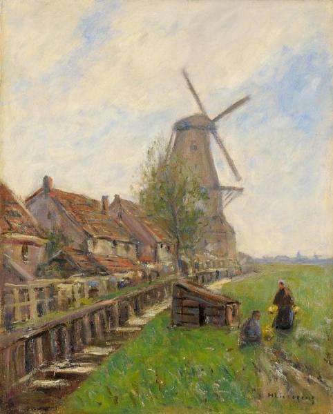 Village View With Windmill by Helmut Liesegang