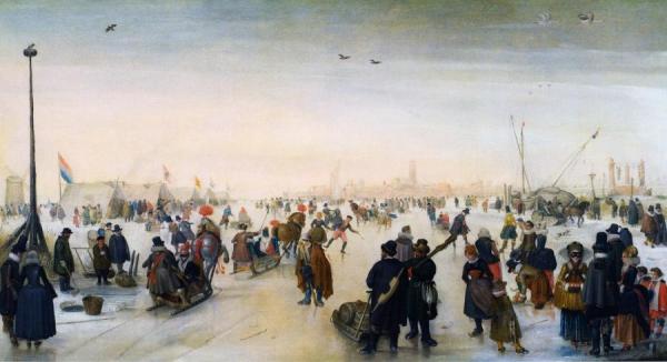 Winter Landscape Near A Town by Hendrick Avercamp
