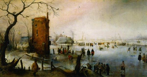 Hendrick Avercamp Winter Landscape With Skaters Near A Town