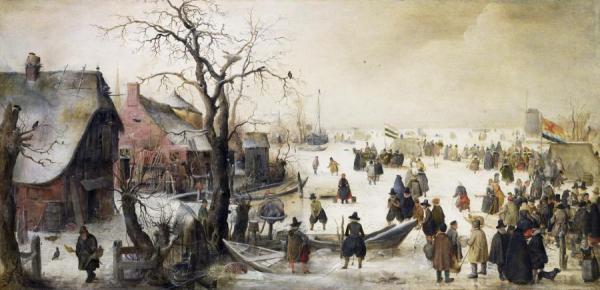 Winter Scene On A Canal by Hendrick Avercamp