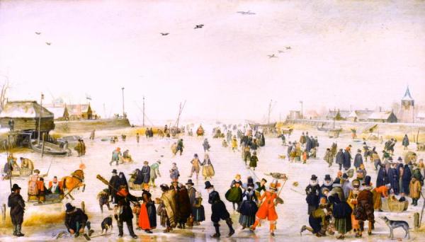 Winter Scene On A Frozen Canal by Hendrick Avercamp Oil Painting Reproductions