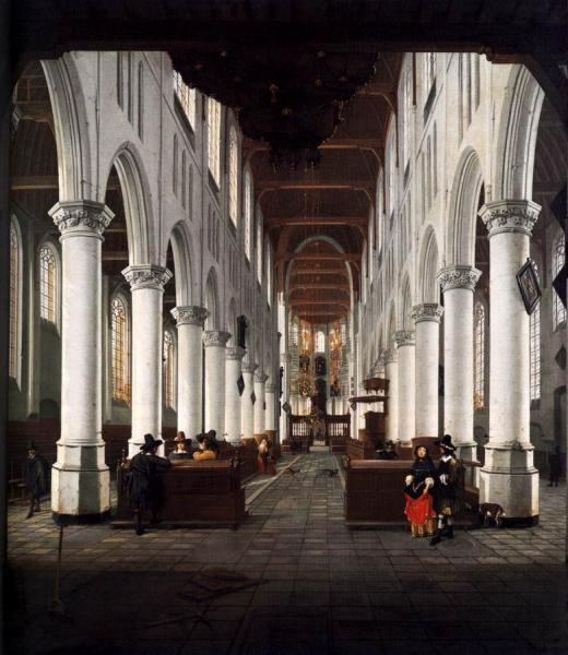 Interior Of The Nieuwe Kerk, Delft, From Beneath The Organ Loft At The Western Entrance by Hendrick Cornelisz Van Vliet
