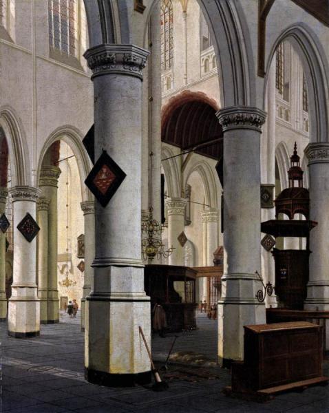 Interior Of The Oude Kerk, Delft by Hendrick Cornelisz Van Vliet