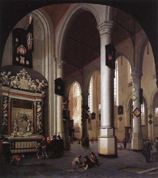 Interior Of The Oude Kerk, Delft, With The Tomb Of Admiral Tromp by Hendrick Cornelisz Van Vliet