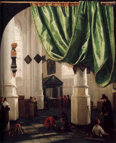 Interior Of The Oude Kerk, Delft, With The Tomb Of Piet Hein by Hendrick Cornelisz Van Vliet