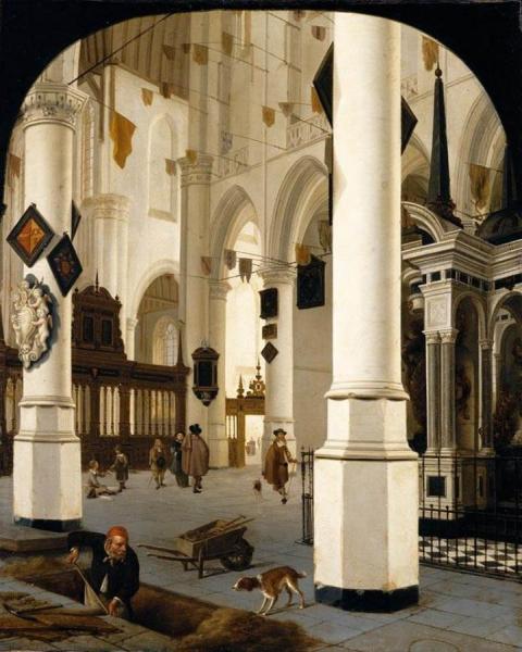 The Interior Of The Nieuwe Kerk In Delft With The Tomb Of William The Silent by Hendrick Cornelisz Van Vliet